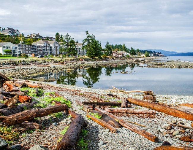 Photo of Campbell River shoreline and ocean front homes