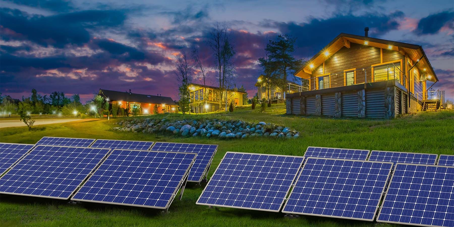 Denman Island home with solar panels outside 