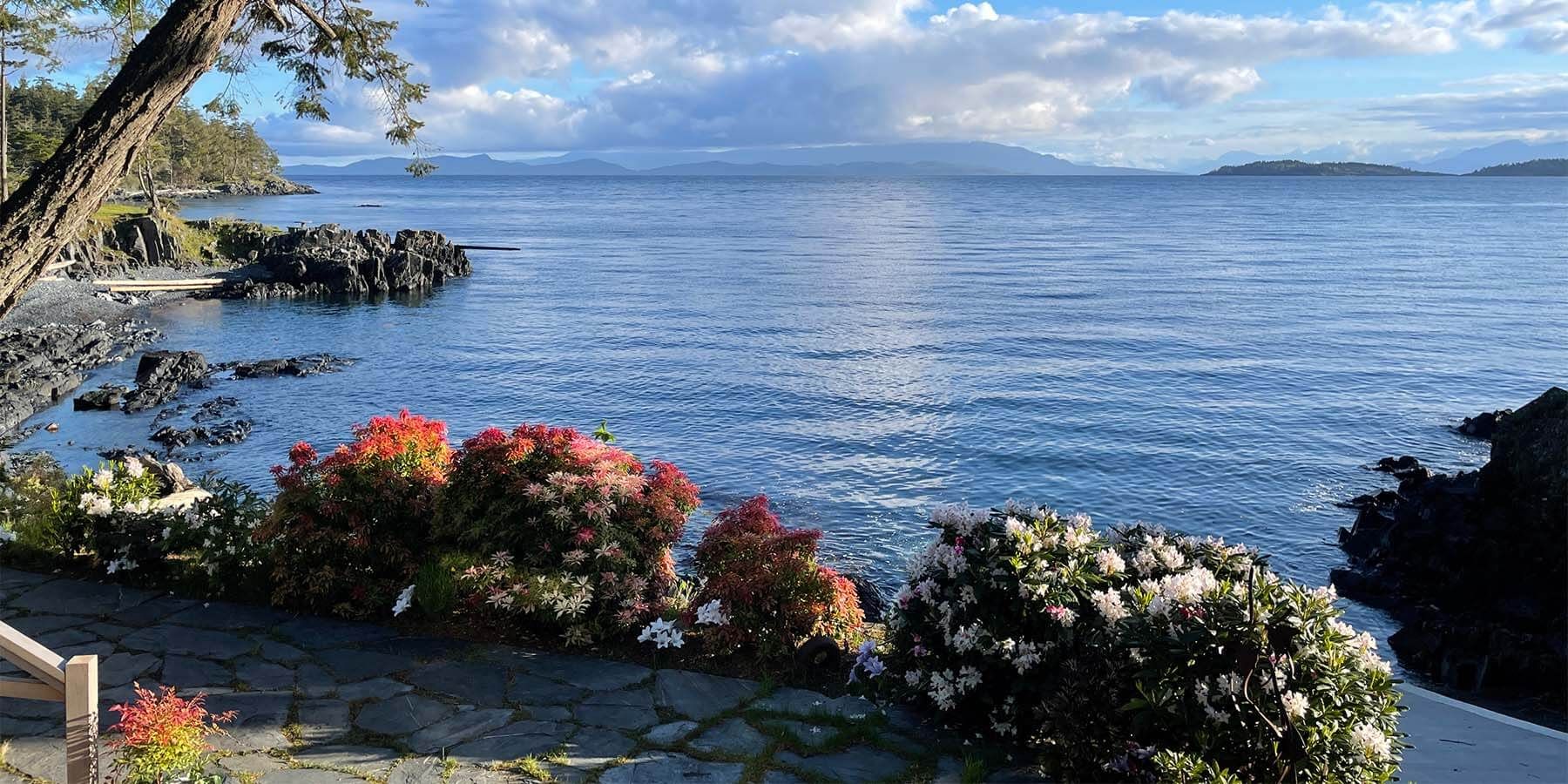 Nanoose Bay view and garden outside home